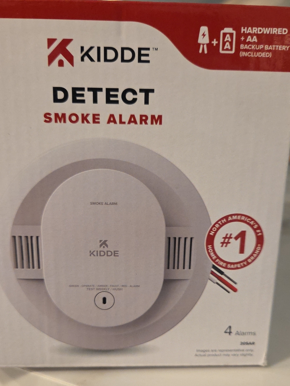 Kidde Detect White Hardwired Smoke Alarm with AA Backup 4 Pack